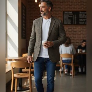 S.Cohen Men's Classic Brown /grey linen blend Blazer in size 40 R